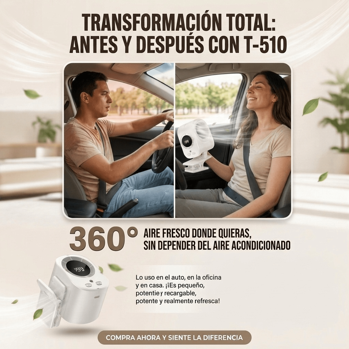 Mini Ventilador Eléctrico Portátil 360° con Pantalla Digital y Clip Multifuncional (TIKTOK)