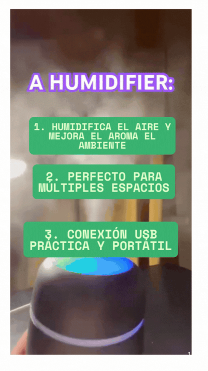 HUMIDIFIER - Mini humidificador de aire y difusor de aroma electrico USB