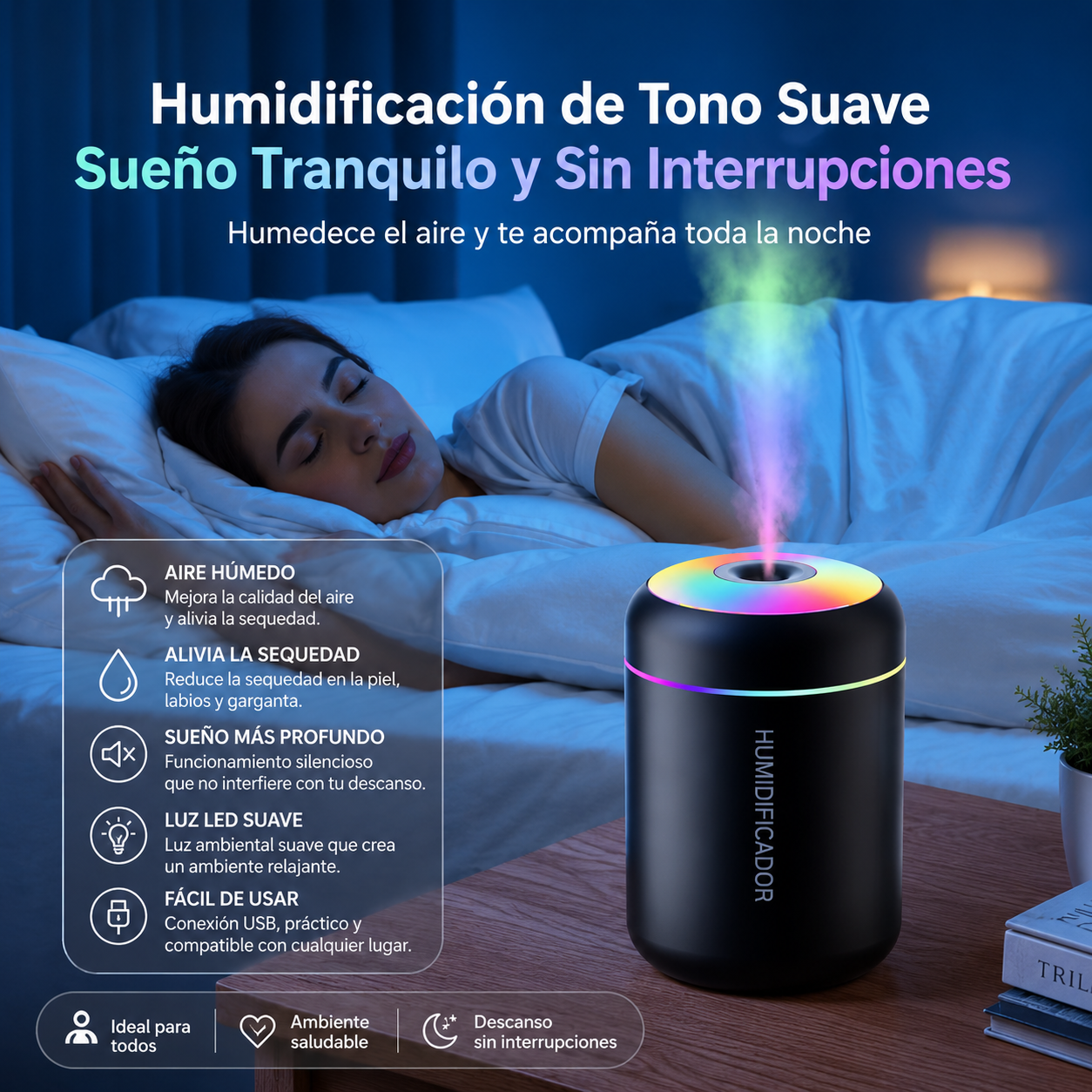 HUMIDIFIER - Mini humidificador de aire y difusor de aroma electrico USB