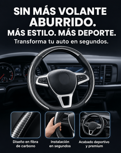 Funda Volante Fibra de Carbon ABS premiun para coche