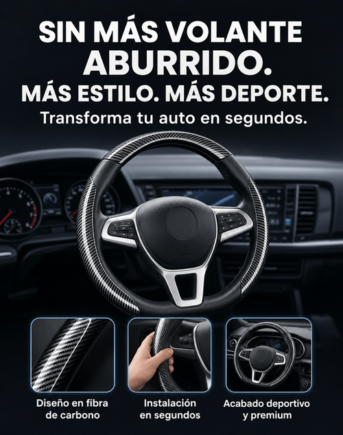 Funda Volante Fibra de Carbon ABS premiun para coche