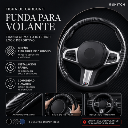Funda Volante Fibra de Carbon ABS premiun para coche