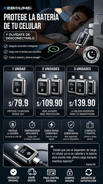 Separador de Carga para Teléfono con Apagado Automático Inteligente