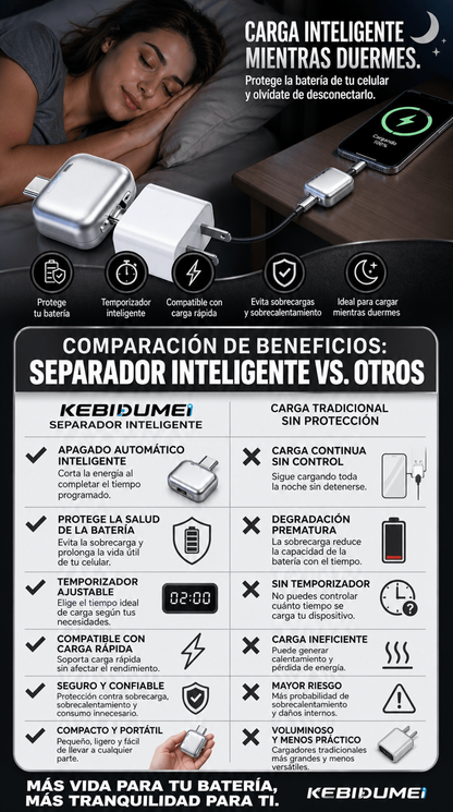 Separador de Carga para Teléfono con Apagado Automático Inteligente