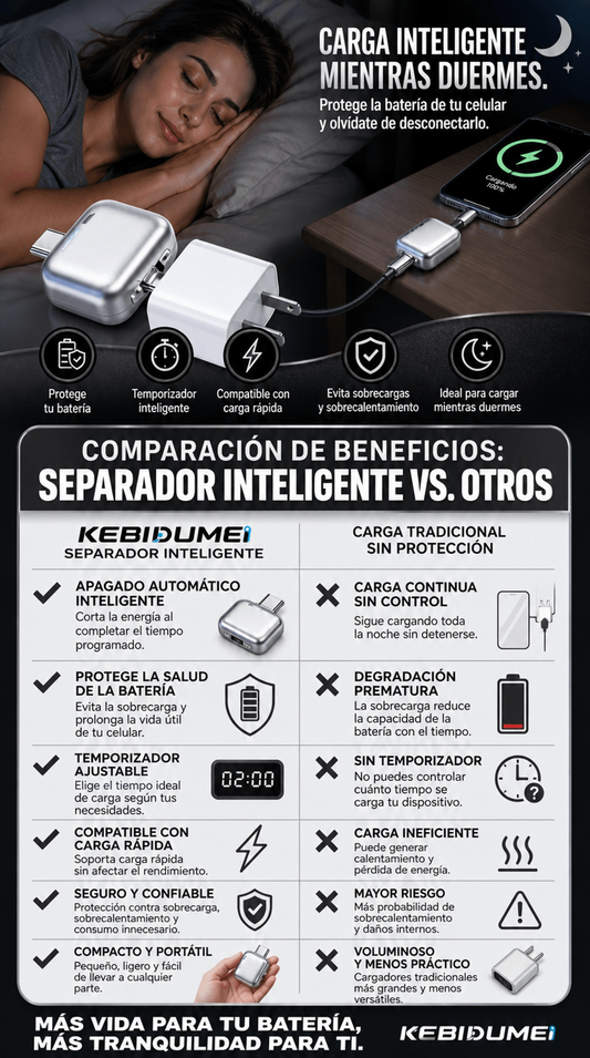Separador de Carga para Teléfono con Apagado Automático Inteligente