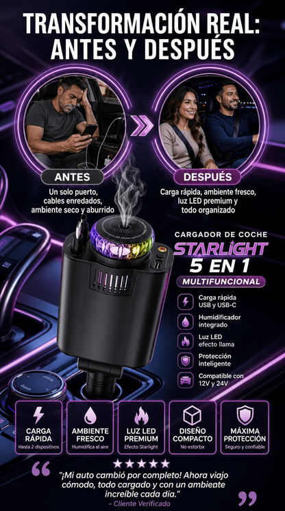 CARGADOR DE COCHE STARLIGHT 5 EN 1