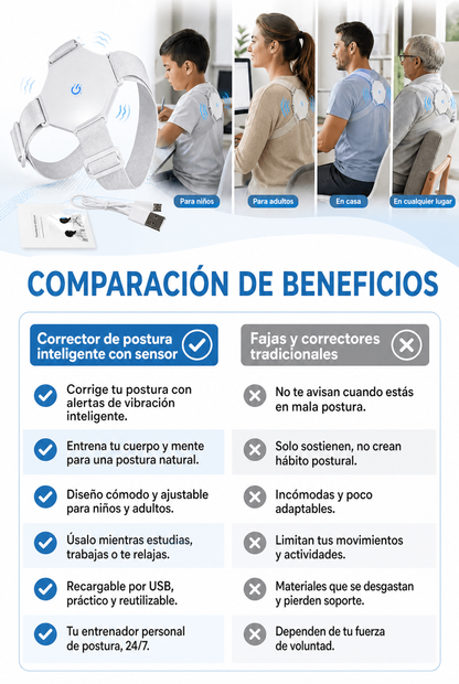 Corrector de postura inteligente con Sensor de vibración