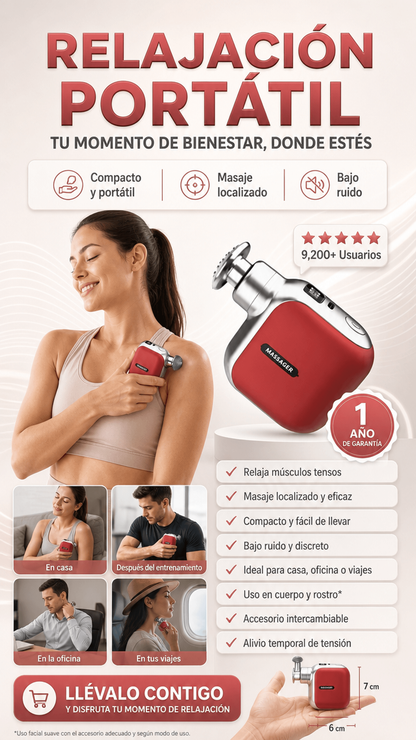 Mini Masajeador Muscular y Facial Portátil de Bajo Ruido