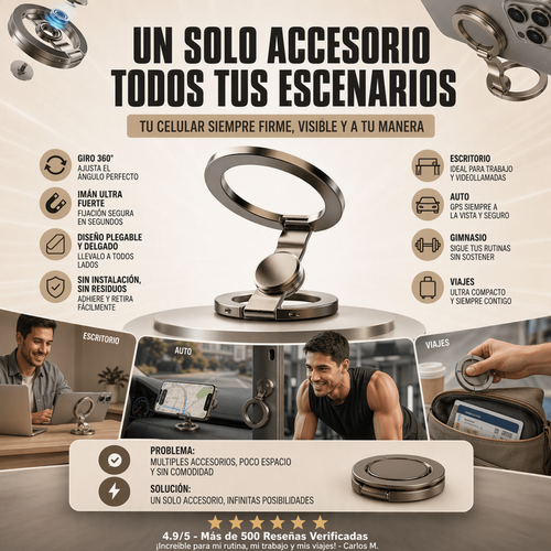 KEBDIU 360 ° Soporte giratorio con imán fuerte y agarre para los dedos para teléfonos inteligentes