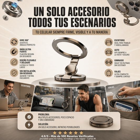 KEBDIU 360 ° Soporte giratorio con imán fuerte y agarre para los dedos para teléfonos inteligentes