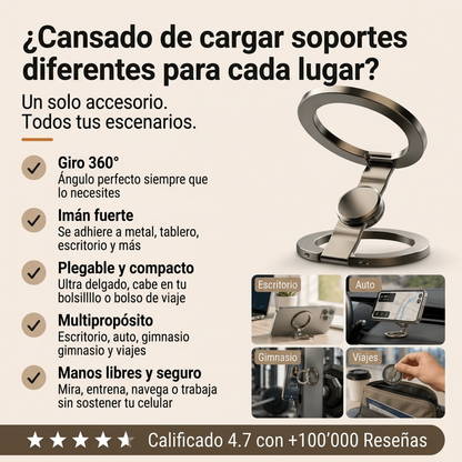 KEBDIU 360 ° Soporte giratorio con imán fuerte y agarre para los dedos para teléfonos inteligentes
