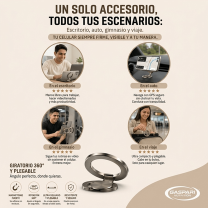 KEBDIU 360 ° Soporte giratorio con imán fuerte y agarre para los dedos para teléfonos inteligentes