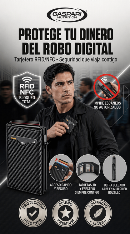 Monedero Portátil Multifuncional de Fibra de Carbono Premium