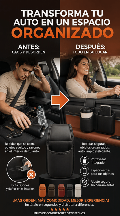 Organizador de puerta de auto en Cuero Premium