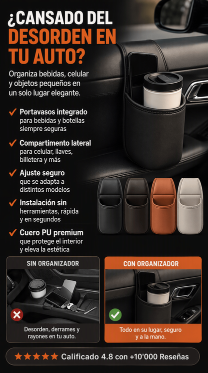 Organizador de puerta de auto en Cuero Premium