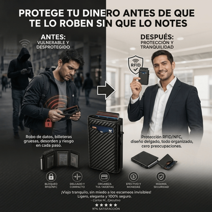 Monedero Portátil Multifuncional de Fibra de Carbono Premium