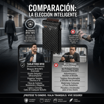 Monedero Portátil Multifuncional de Fibra de Carbono Premium