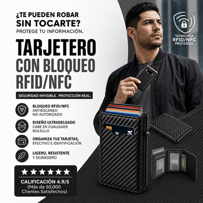 Monedero Portátil Multifuncional de Fibra de Carbono Premium