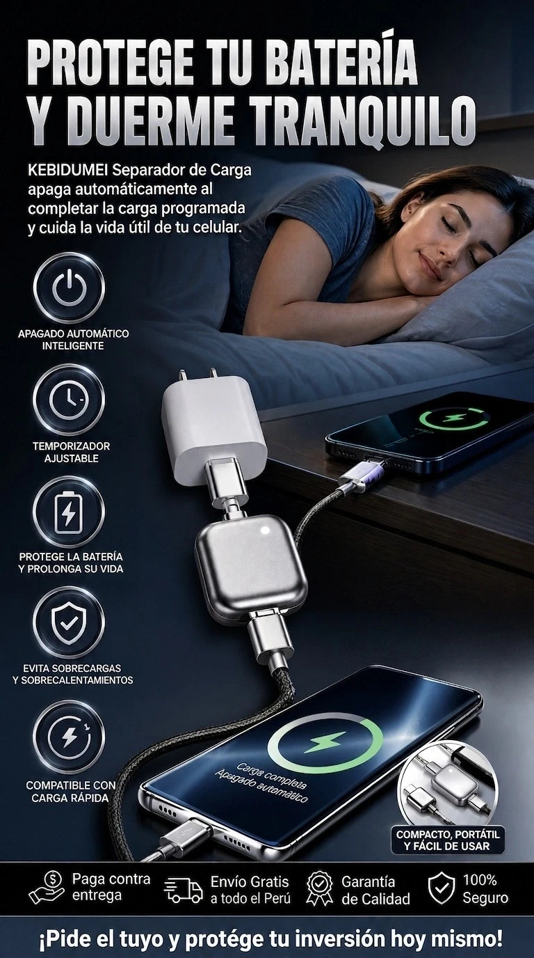 Separador de Carga para Teléfono con Apagado Automático Inteligente